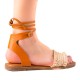 Klasické hnědé dámské  sandály bez podpatku