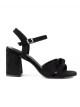 Trendy černé dámské  sandály na širokém podpatku