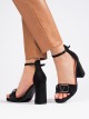 Výborné  sandály černé dámské na širokém podpatku
