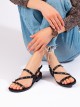 Designové dámské černé  sandály bez podpatku