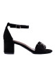 Výborné dámské černé  sandály na širokém podpatku
