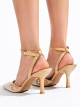 Pohodlné dámské  sandály zlaté na jehlovém podpatku