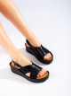 Zajímavé dámské  sandály černé na klínku