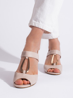 Praktické dámské hnědé  sandály na širokém podpatku