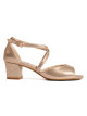 Luxusní zlaté dámské  sandály na širokém podpatku