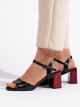 Exkluzívní dámské černé  sandály na širokém podpatku
