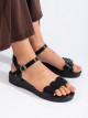 Jedinečné dámské  sandály černé na plochém podpatku