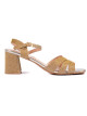 Moderní  sandály dámské zlaté na širokém podpatku