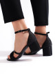 Luxusní  sandály dámské černé na širokém podpatku