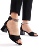 Exkluzívní černé  sandály dámské na širokém podpatku