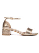 Trendy  sandály dámské zlaté na širokém podpatku