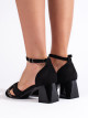 Exkluzívní  sandály dámské černé na širokém podpatku