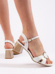 Klasické bílé  sandály dámské na širokém podpatku