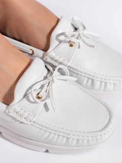 Trendy dámské  mokasíny bílé bez podpatku