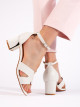 Krásné bílé  sandály dámské na širokém podpatku