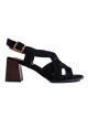 Komfortní  sandály dámské černé na širokém podpatku