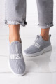Trendy šedo-stříbrné dámské  tenisky bez podpatku