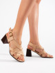 Trendy dámské  sandály hnědé na širokém podpatku