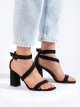 Komfortní  sandály dámské černé na širokém podpatku