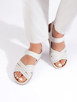 Designové  sandály bílé dámské platforma