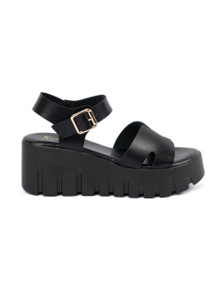 Trendy dámské černé  sandály platforma