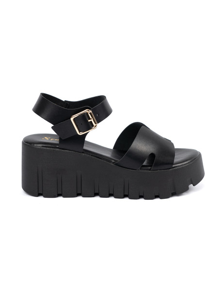 Trendy dámské černé  sandály platforma