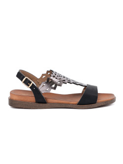 Trendy černé dámské  sandály bez podpatku