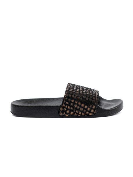 Trendy černé  nazouváky dámské na plochém podpatku