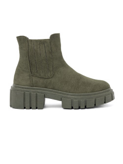 Trendy  kotníčkové boty zelené dámské platforma